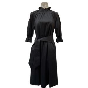 NWT Chicos Black Label Cold Shoulder Belted Dress Women's Size Small Black